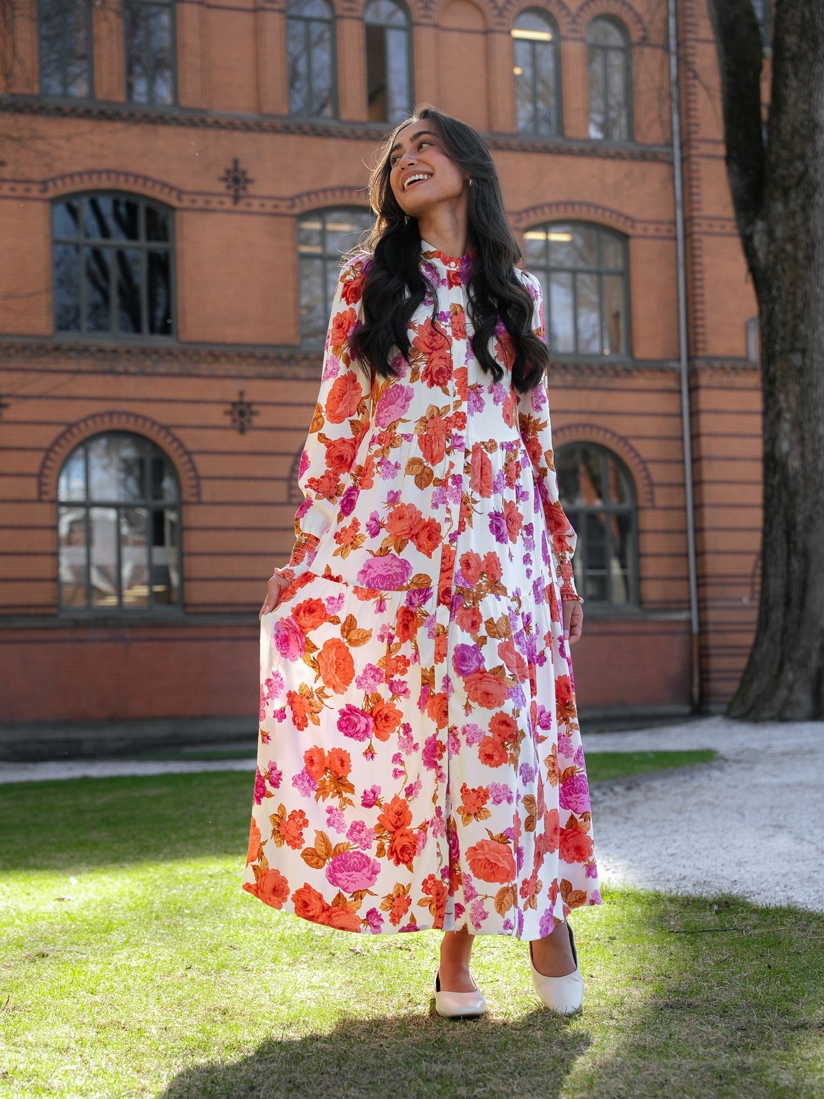 Y.A.S Asina Long Sleeve Long Shirt Dress Rød