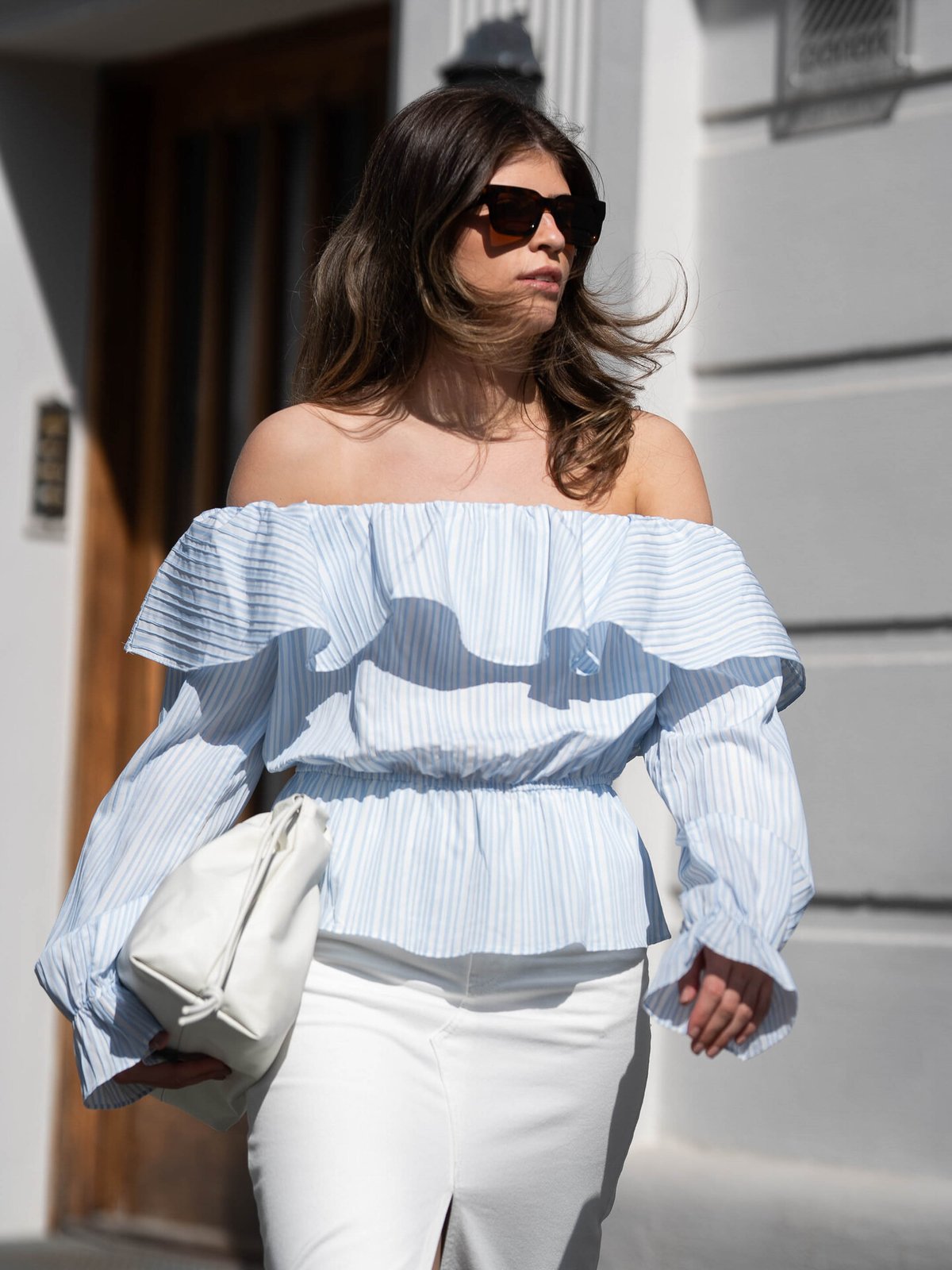 Y.A.S Cala Long Sleeve Os Top White / Stripes