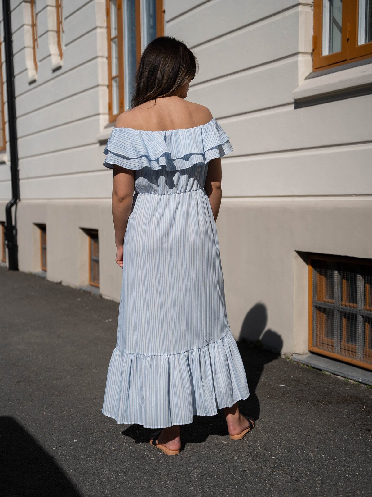 Y.A.S Cala Ankle Dress White / Stripes