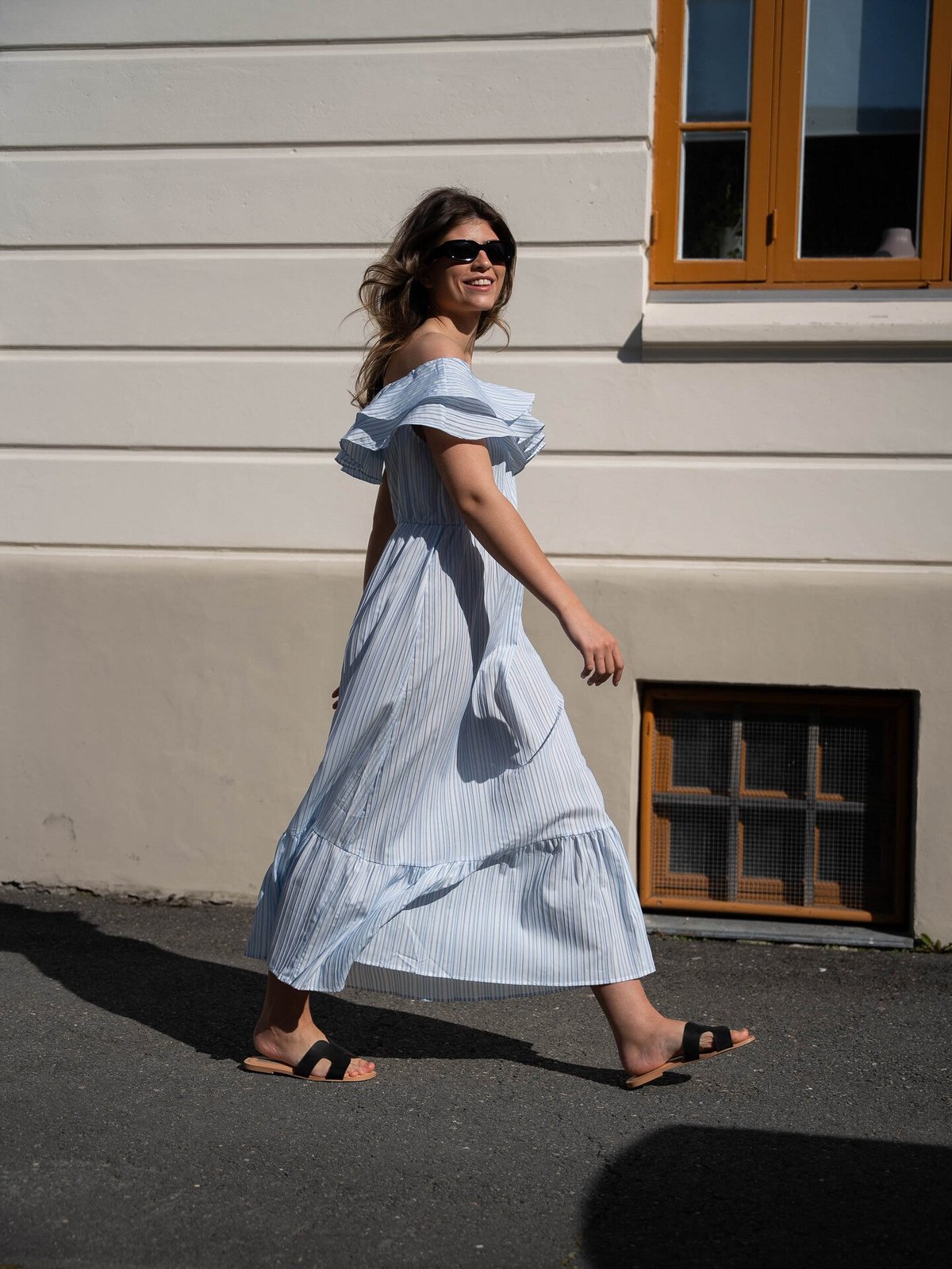 Y.A.S Cala Ankle Dress White / Stripes