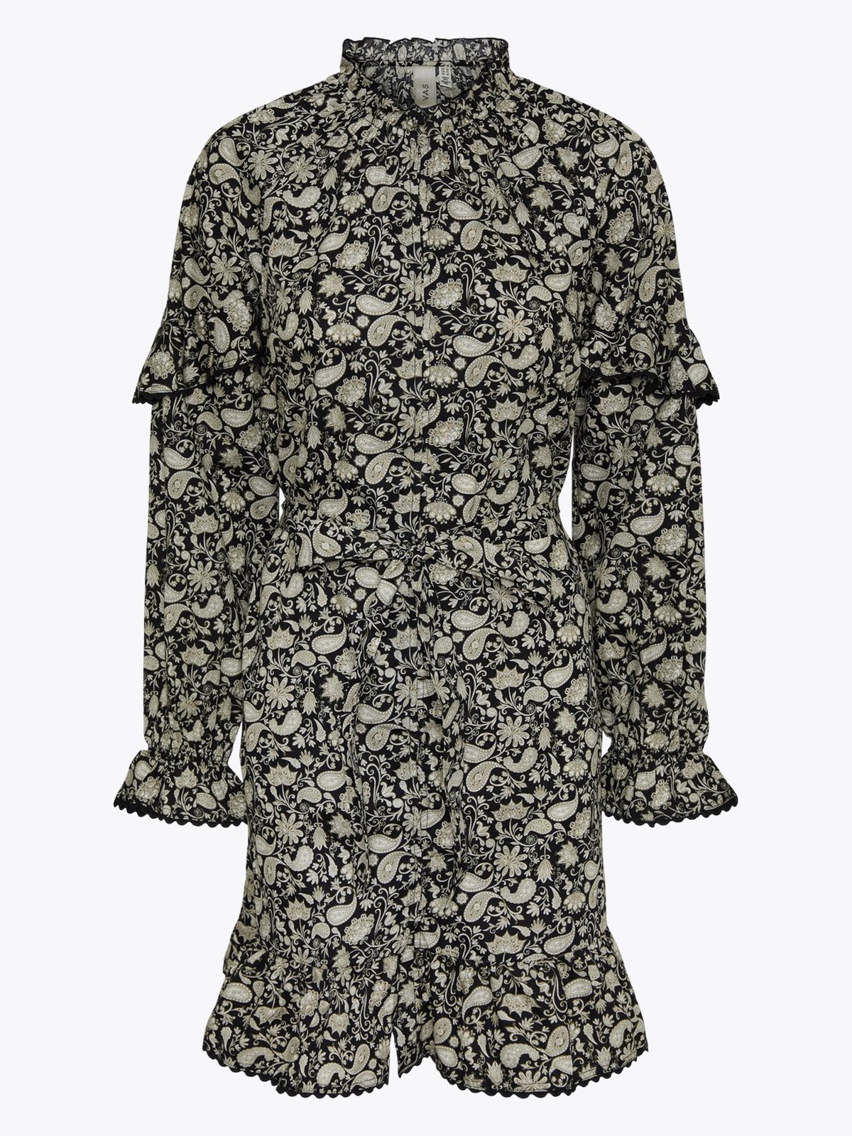 Y.A.S Pace Long Sleeve Dress Black Pace Print