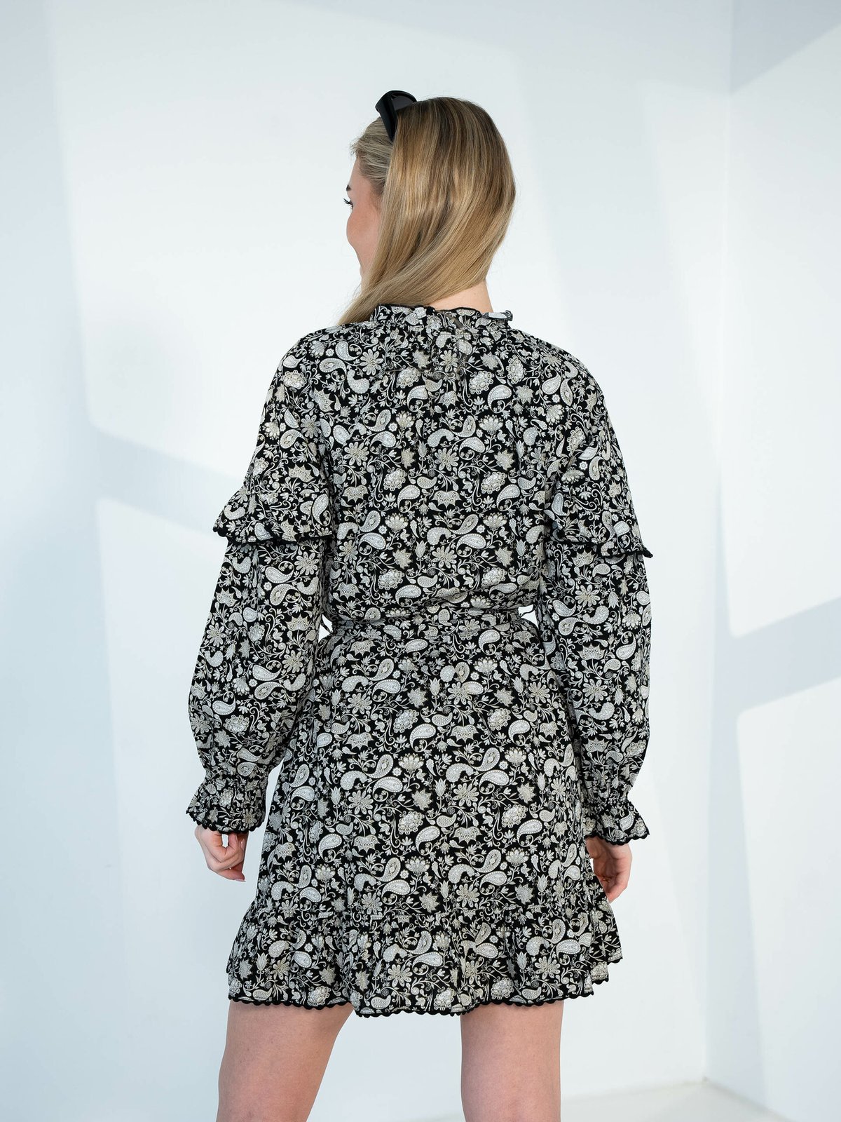 Y.A.S Pace Long Sleeve Dress Black Pace Print