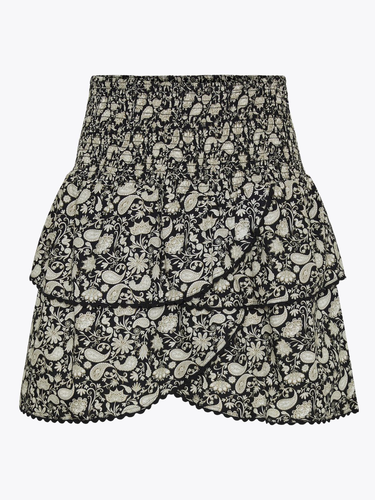 Y.A.S Pace High Waisted Smock Skirt Black Pace Print