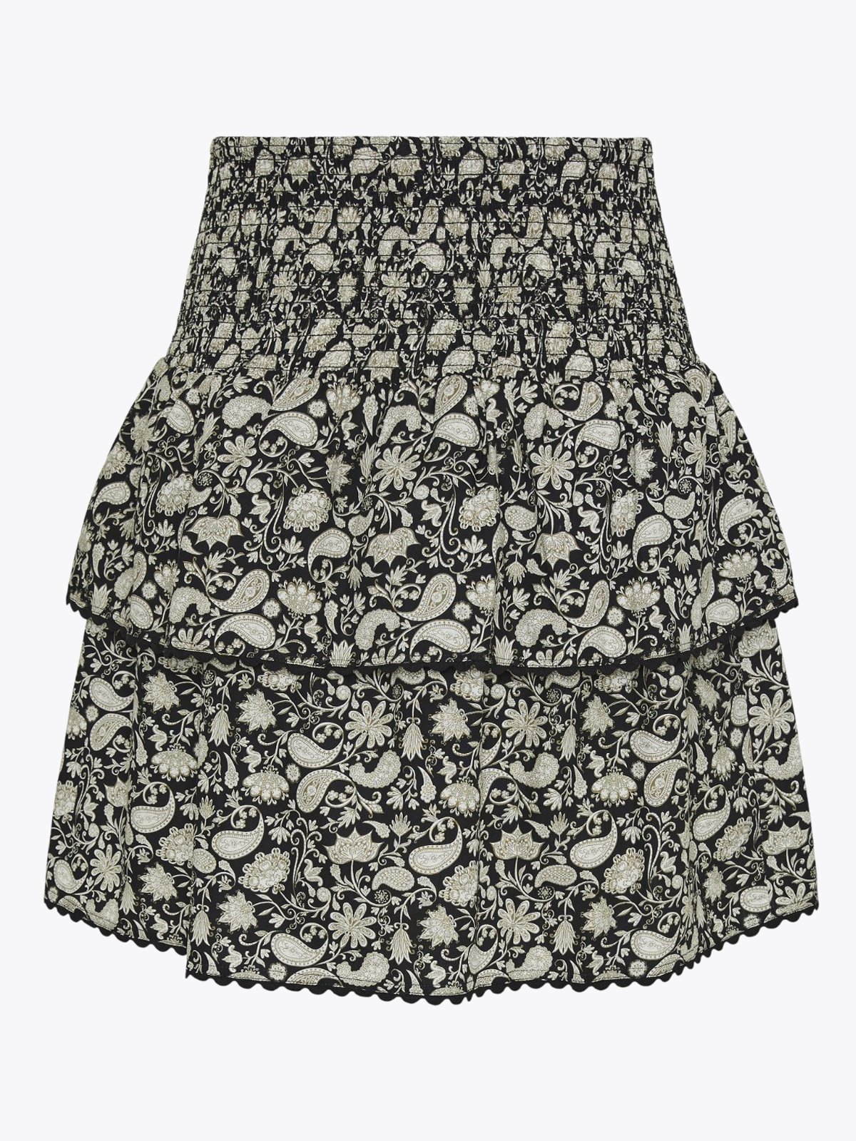 Y.A.S Pace High Waisted Smock Skirt Black Pace Print
