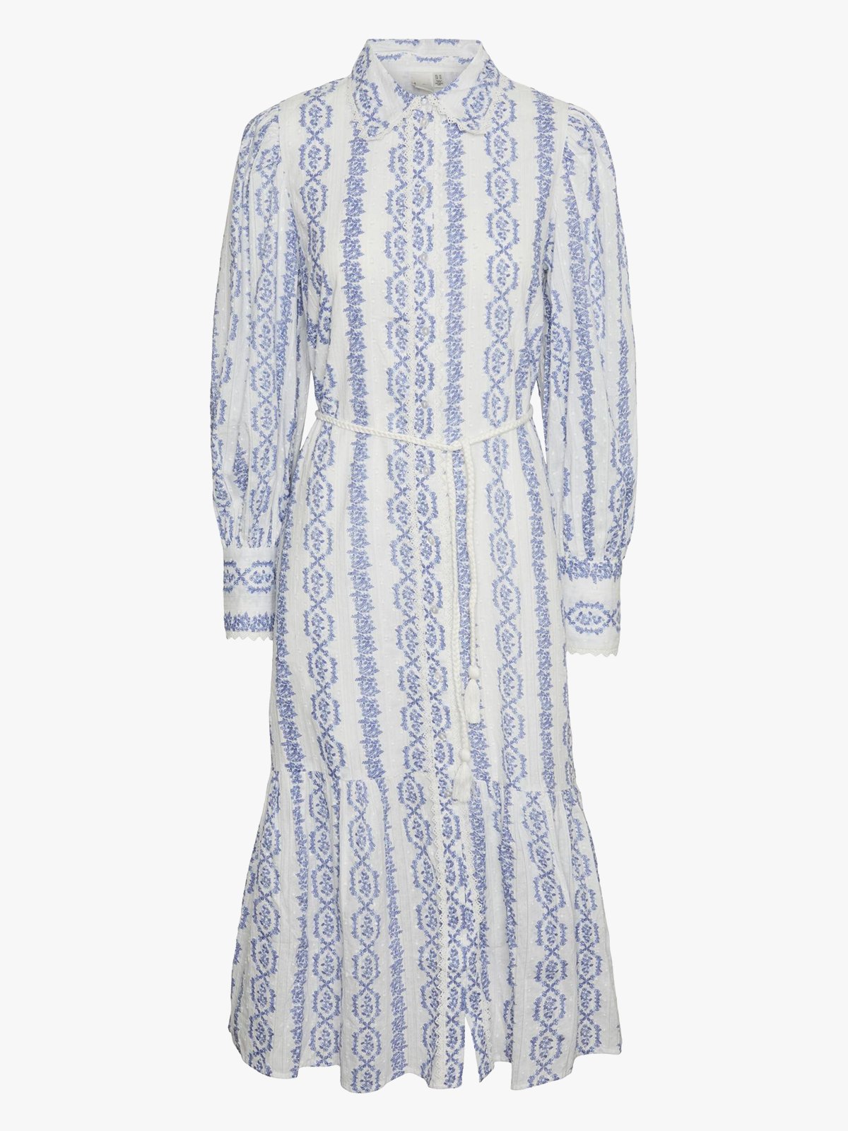 Y.A.S Tovina Long Sleeve Shirt Dress White/ AOP Tovina Print