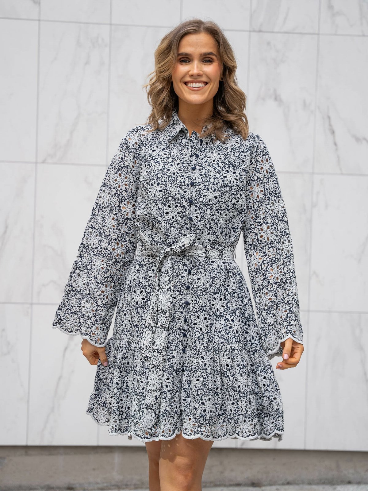 Y.A.S Corinna 7/8 Shirt Dress Navy Blazer Corinna Print