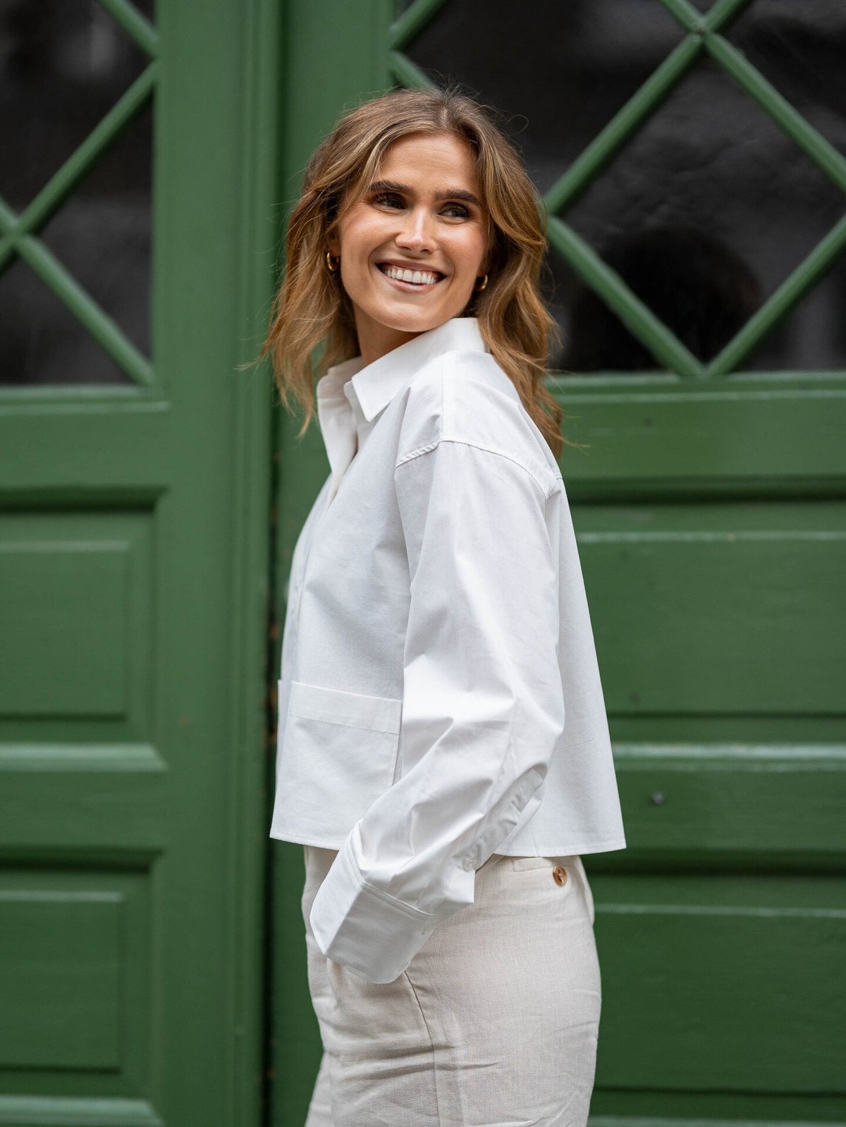 Y.A.S Lee Long Sleeve Short Shirt Star White