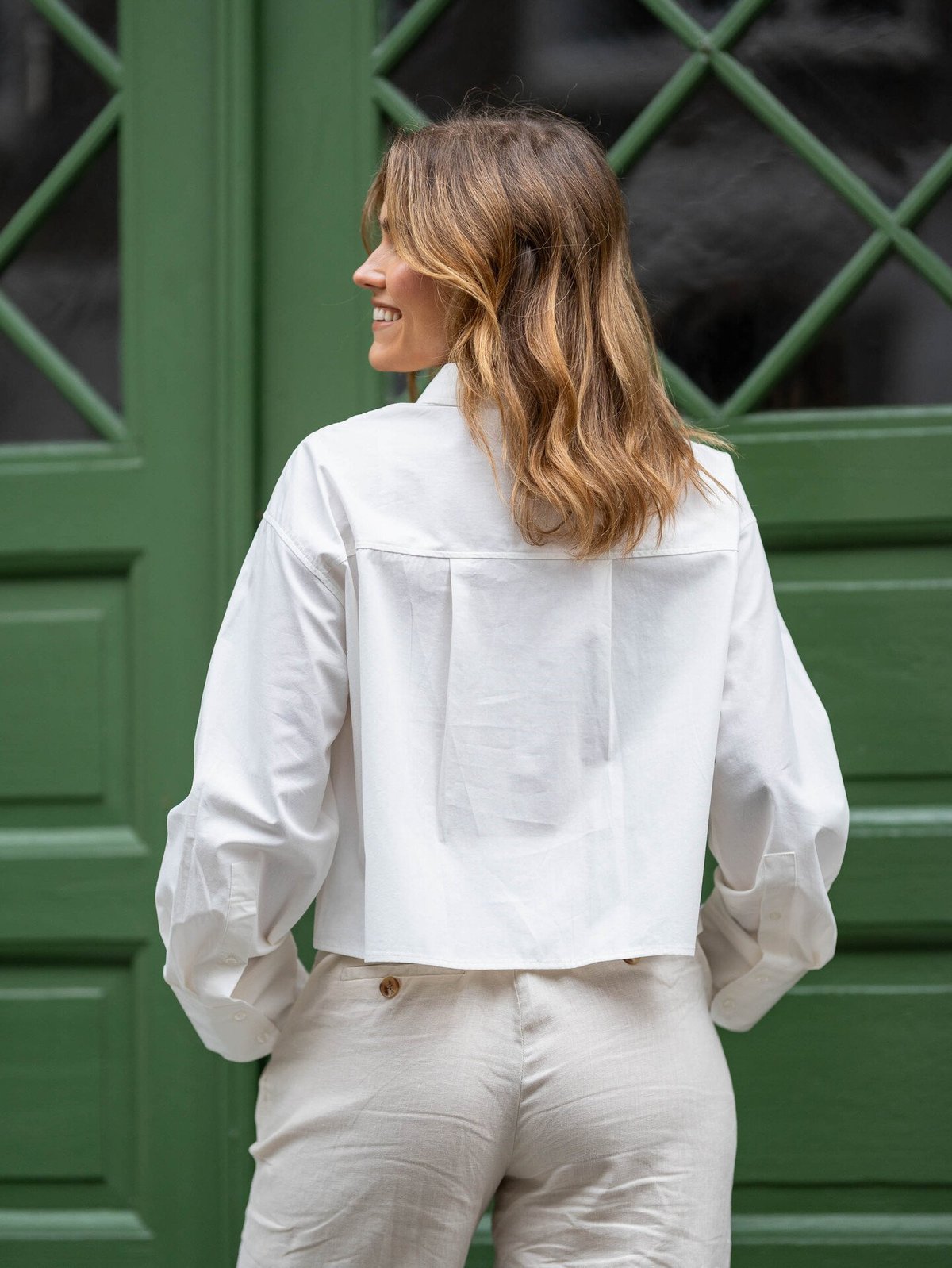 Y.A.S Lee Long Sleeve Short Shirt Star White