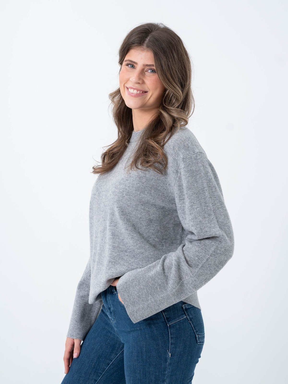 Y.A.S Emilie O-Neck Knit Pullover Light Grey Melange