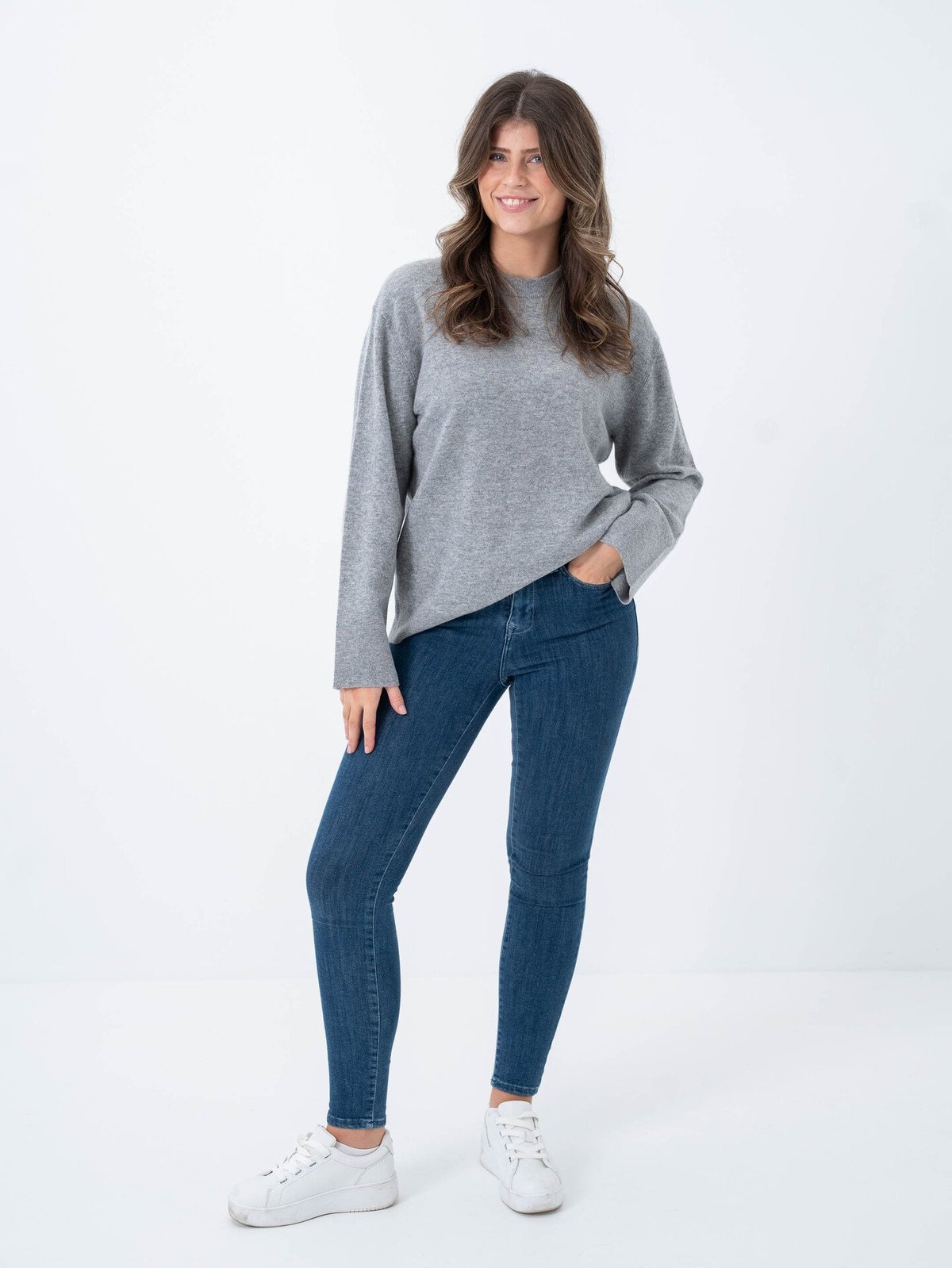 Y.A.S Emilie O-Neck Knit Pullover Light Grey Melange