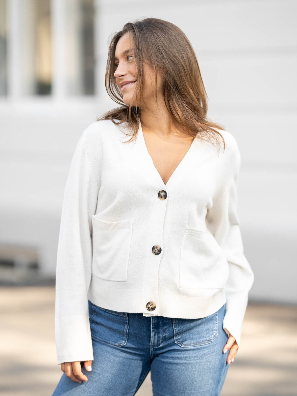 Y.A.S Emilie Long Sleeve Cardigan Knit Birch