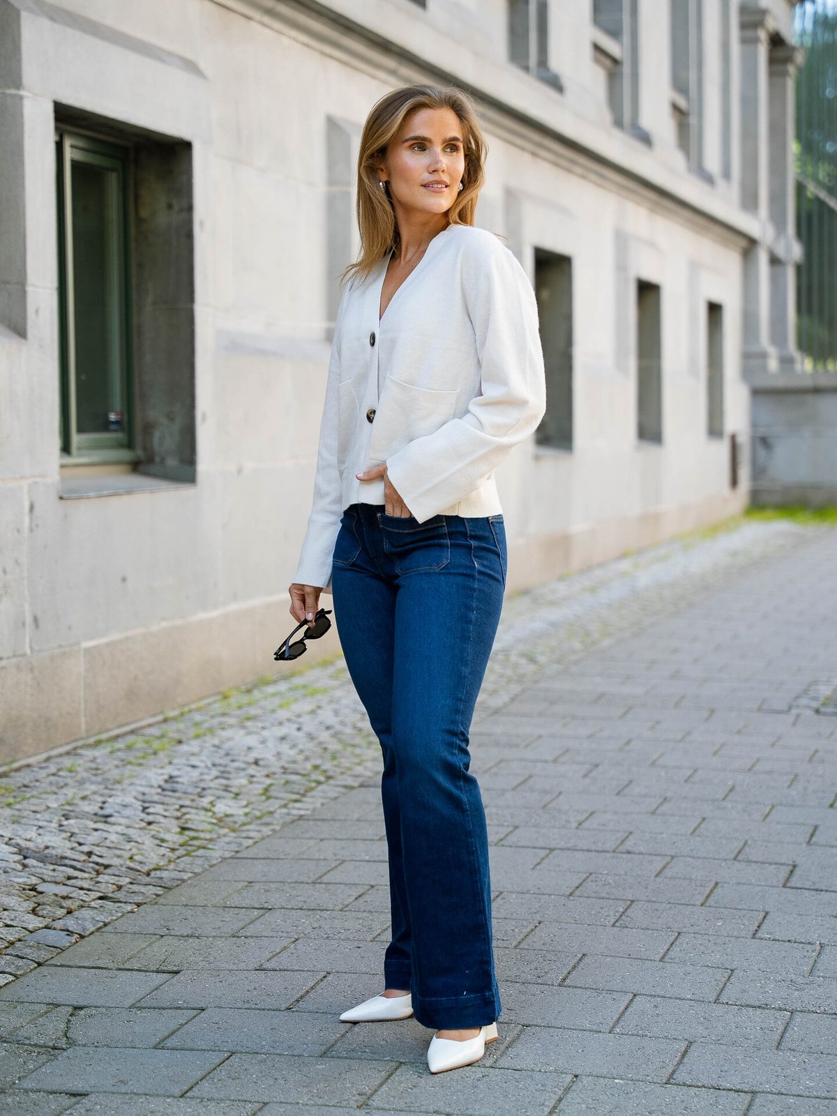 Y.A.S Emilie Long Sleeve Cardigan Knit Birch