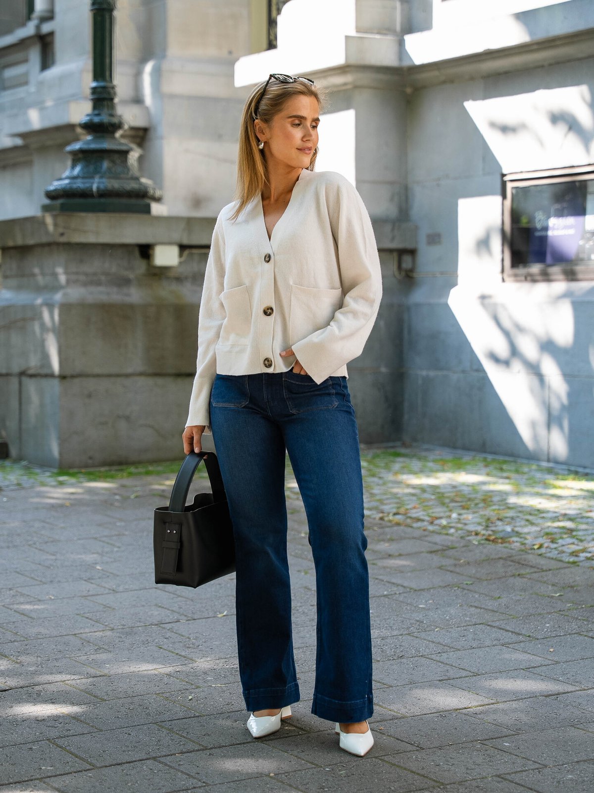 Y.A.S Emilie Long Sleeve Cardigan Knit Birch