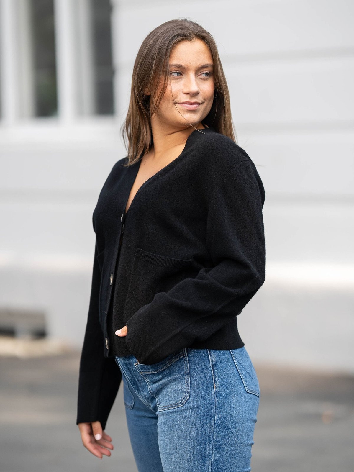 Y.A.S Emilie Long Sleeve Cardigan Knit Black