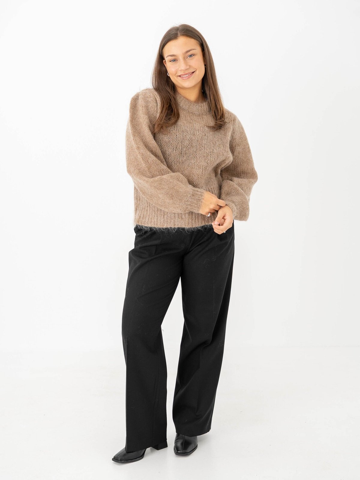 Y.A.S Lambu O-Neck Long Sleeve Knit Pullover Sepia Tint