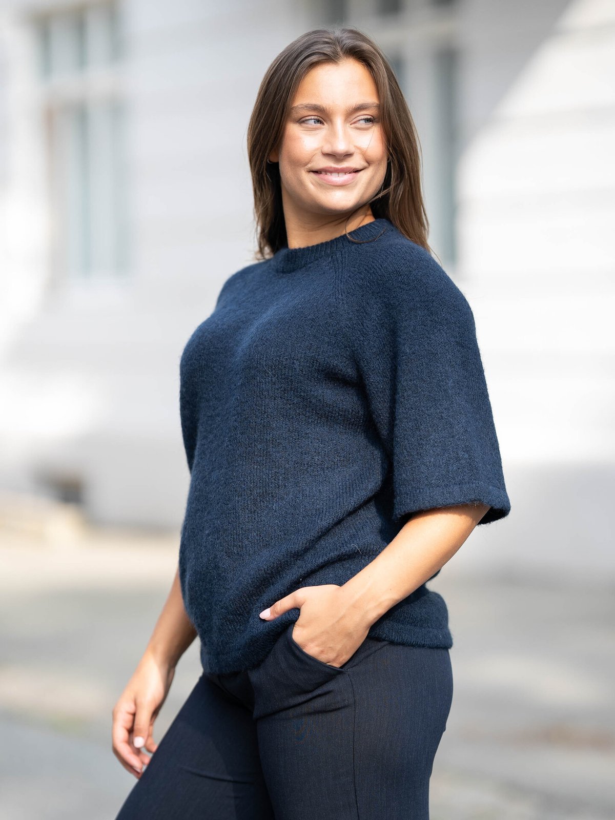 Y.A.S Sanne 2/4 Knit Navy Blazer