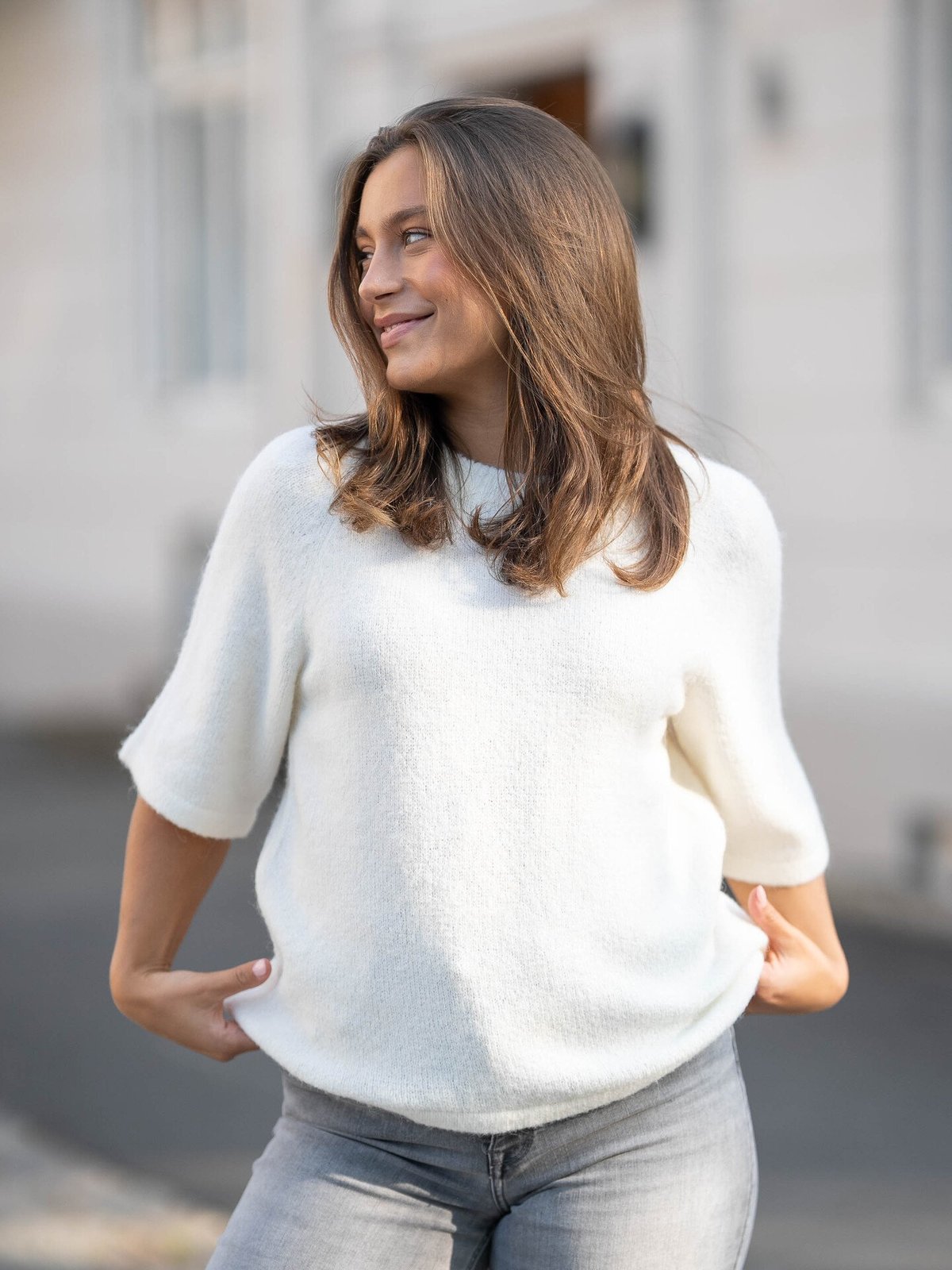 Y.A.S Sanne 2/4 Knit Star White