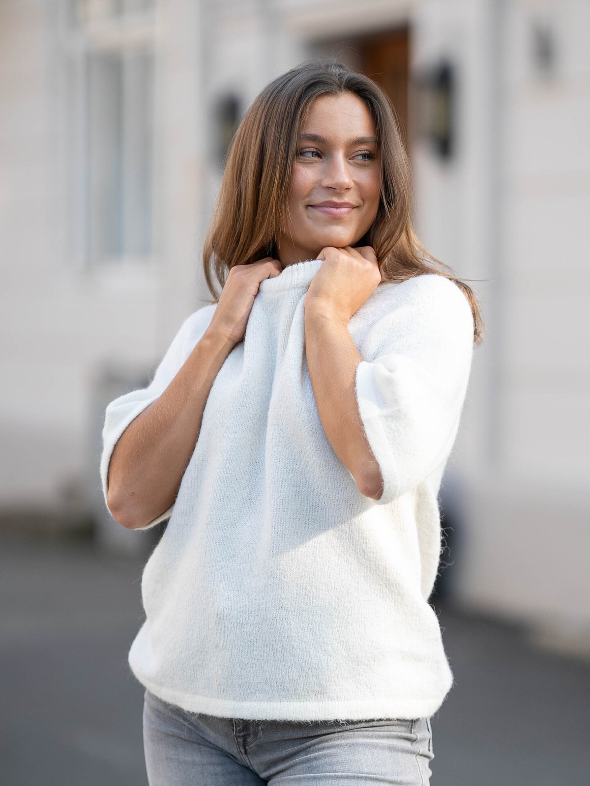 Y.A.S Sanne 2/4 Knit Star White