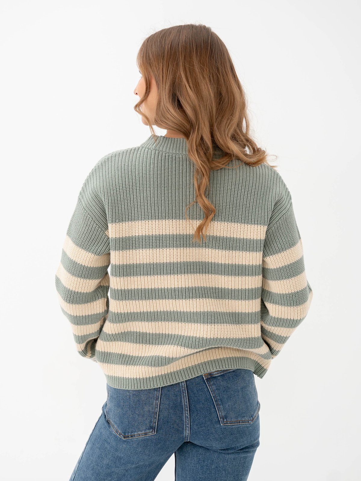 Y.A.S Riga Long Sleeve Knit Pullover Iceberg Green / Sandshell