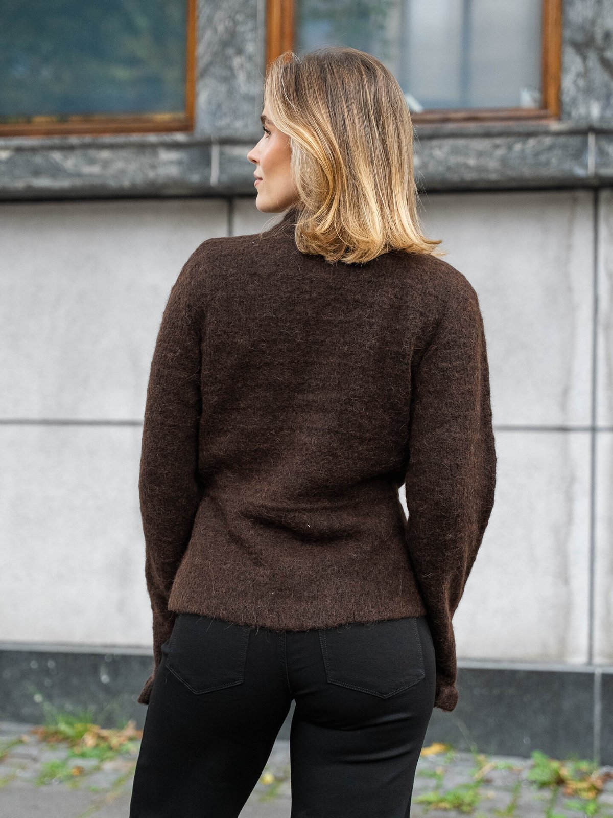 Y.A.S Thellis Long Sleeve Knit Cardigan Hot Fudge