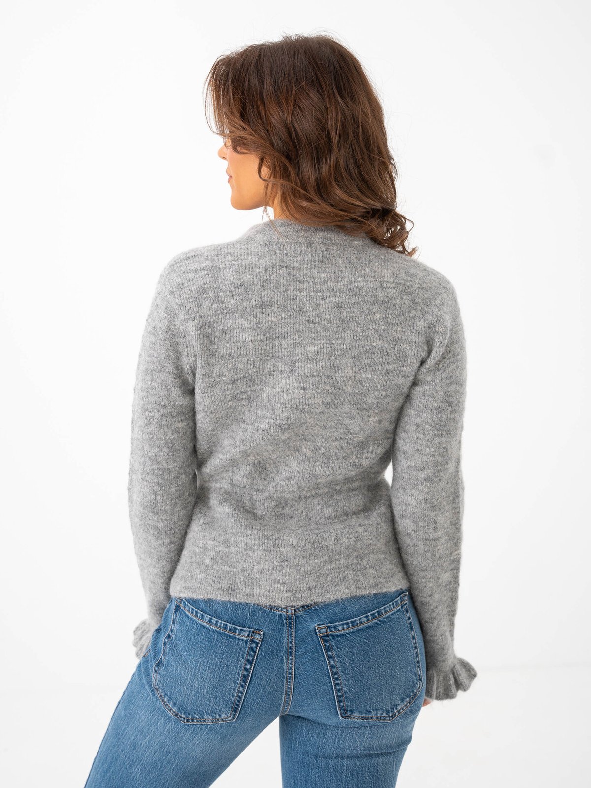 Y.A.S Thellis Long Sleeve Knit Cardigan Light Grey Melange