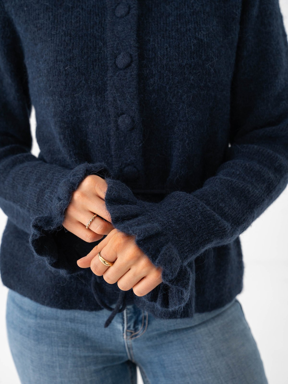 Y.A.S Thellis Long Sleeve Knit Cardigan Navy Blazer