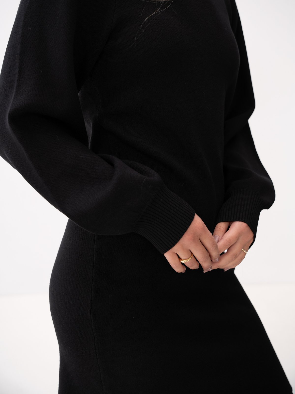 Y.A.S Fonny Long Sleeve Knit Dress Black