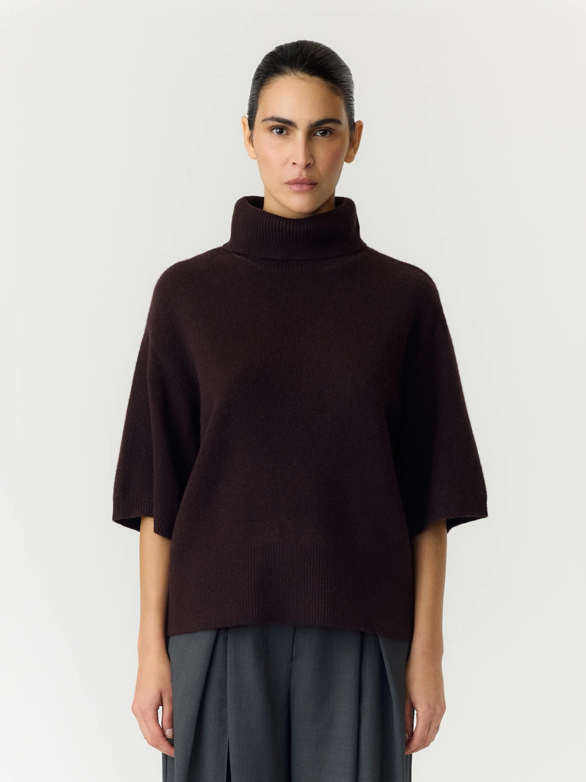 Y.A.S Emila 2/4 Roll Neck Knit Pullover Coffee Bean