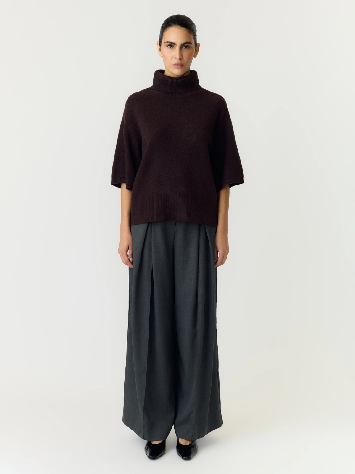 Y.A.S Emila 2/4 Roll Neck Knit Pullover Coffee Bean