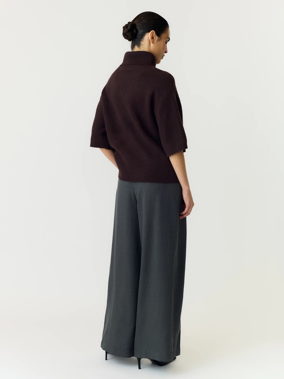 Y.A.S Emila 2/4 Roll Neck Knit Pullover Coffee Bean
