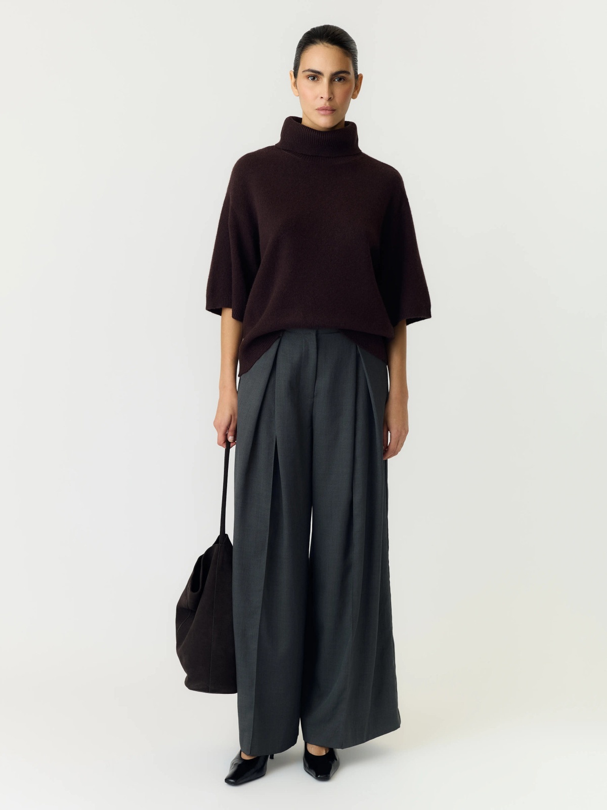 Y.A.S Emila 2/4 Roll Neck Knit Pullover Coffee Bean