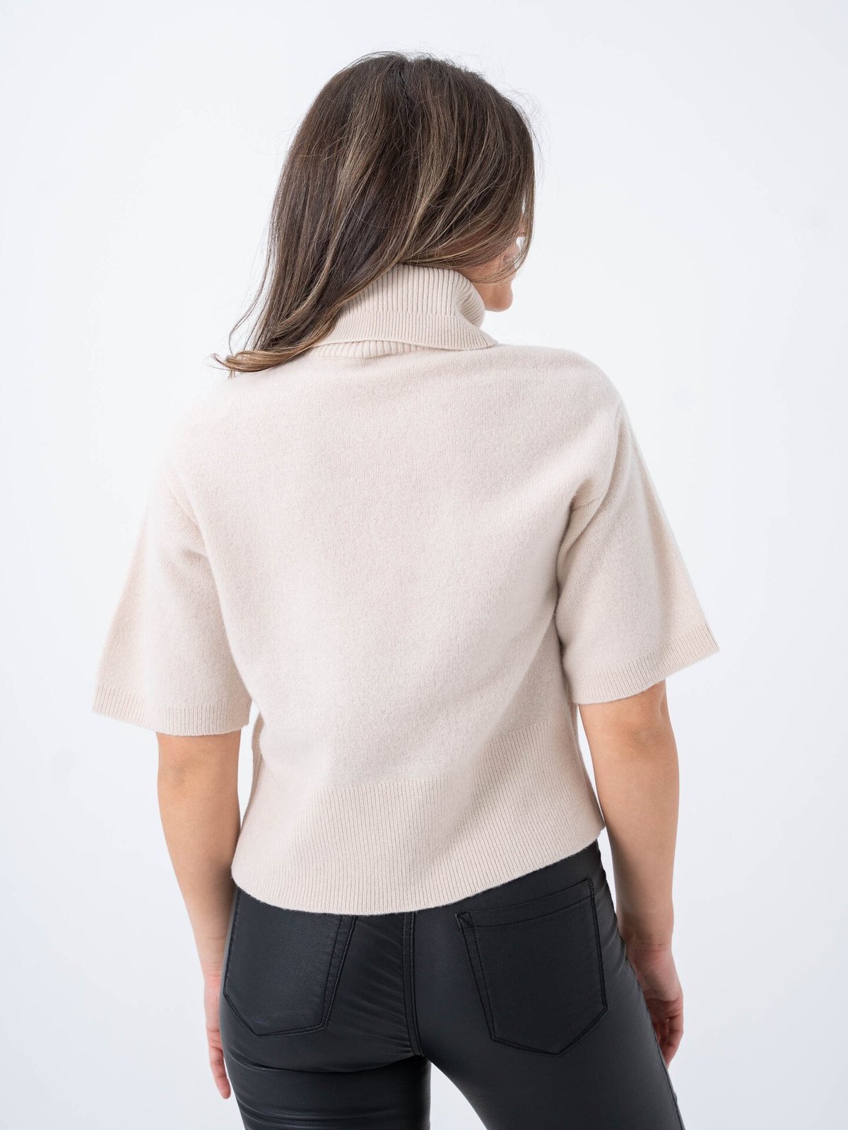 Y.A.S Emila 2/4 Roll Neck Knit Pullover Sandshell