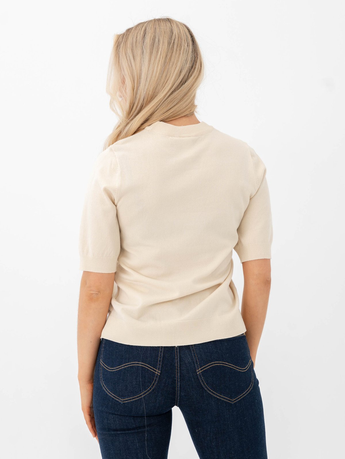 Y.A.S Lena Short Sleeve Knit Pullover Birch