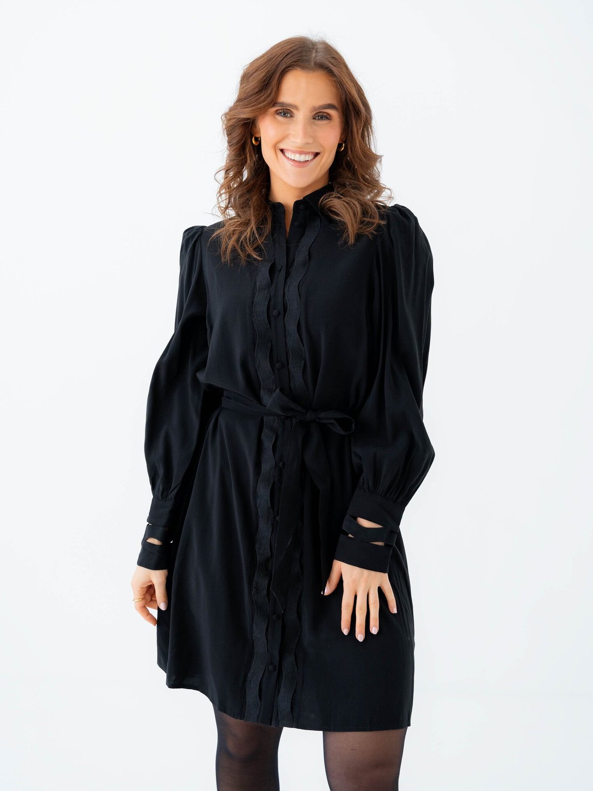 Y.A.S Unica Long Sleeve Shirt Dress Black