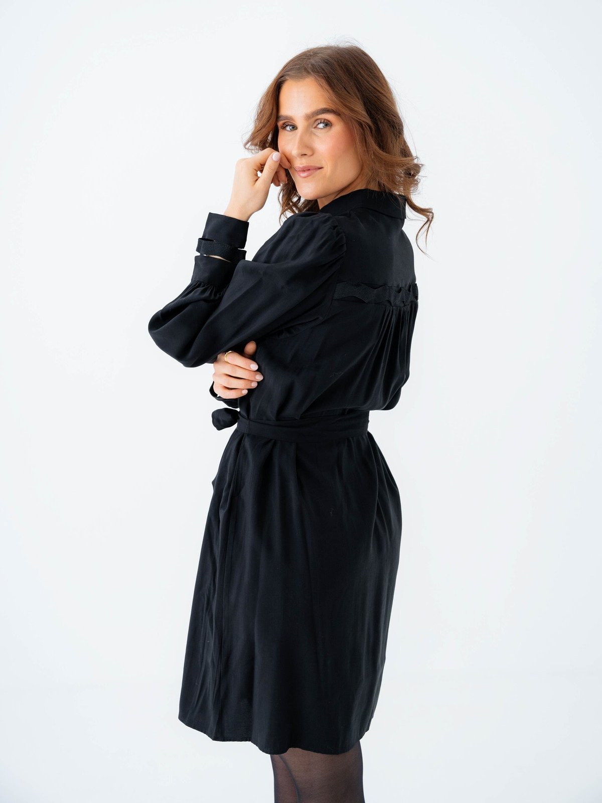 Y.A.S Unica Long Sleeve Shirt Dress Black