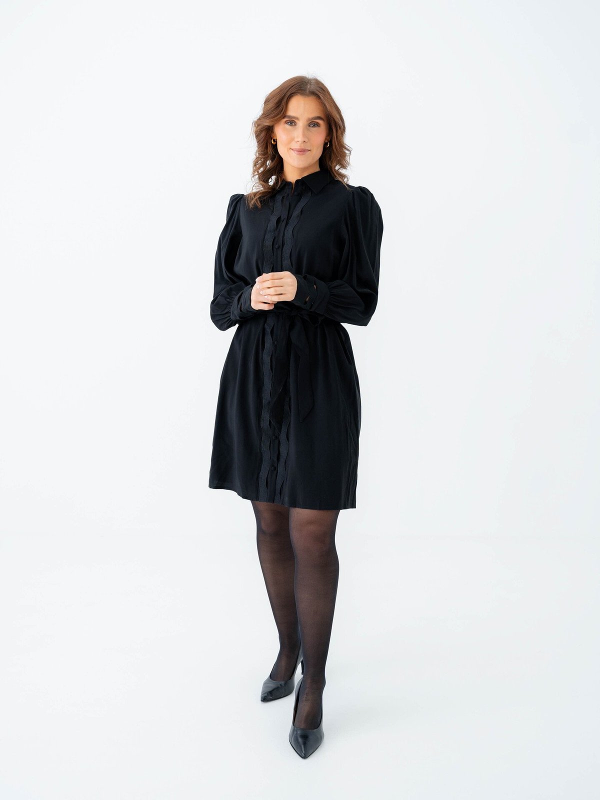 Y.A.S Unica Long Sleeve Shirt Dress Black