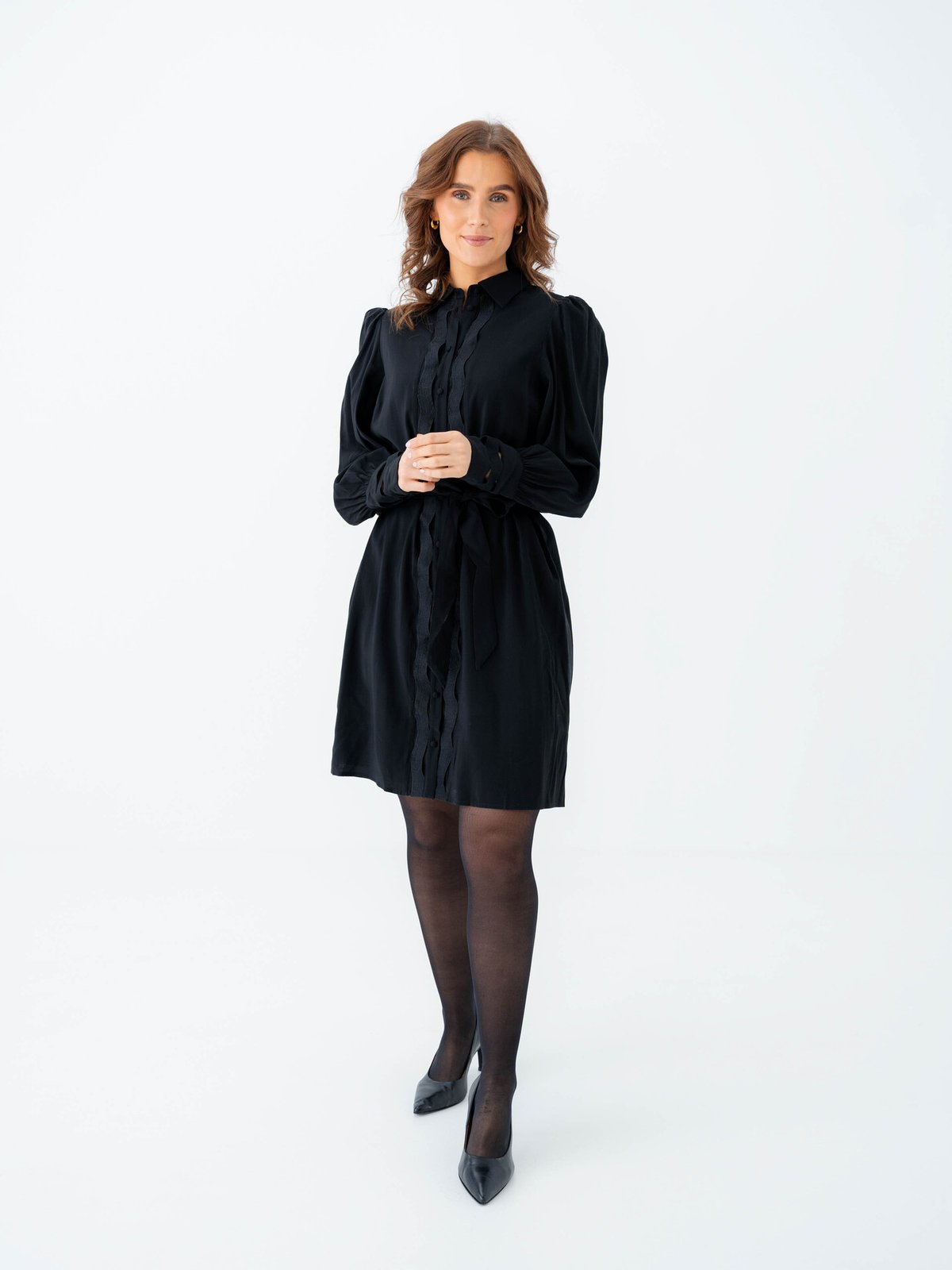 Y.A.S Unica Long Sleeve Shirt Dress Black