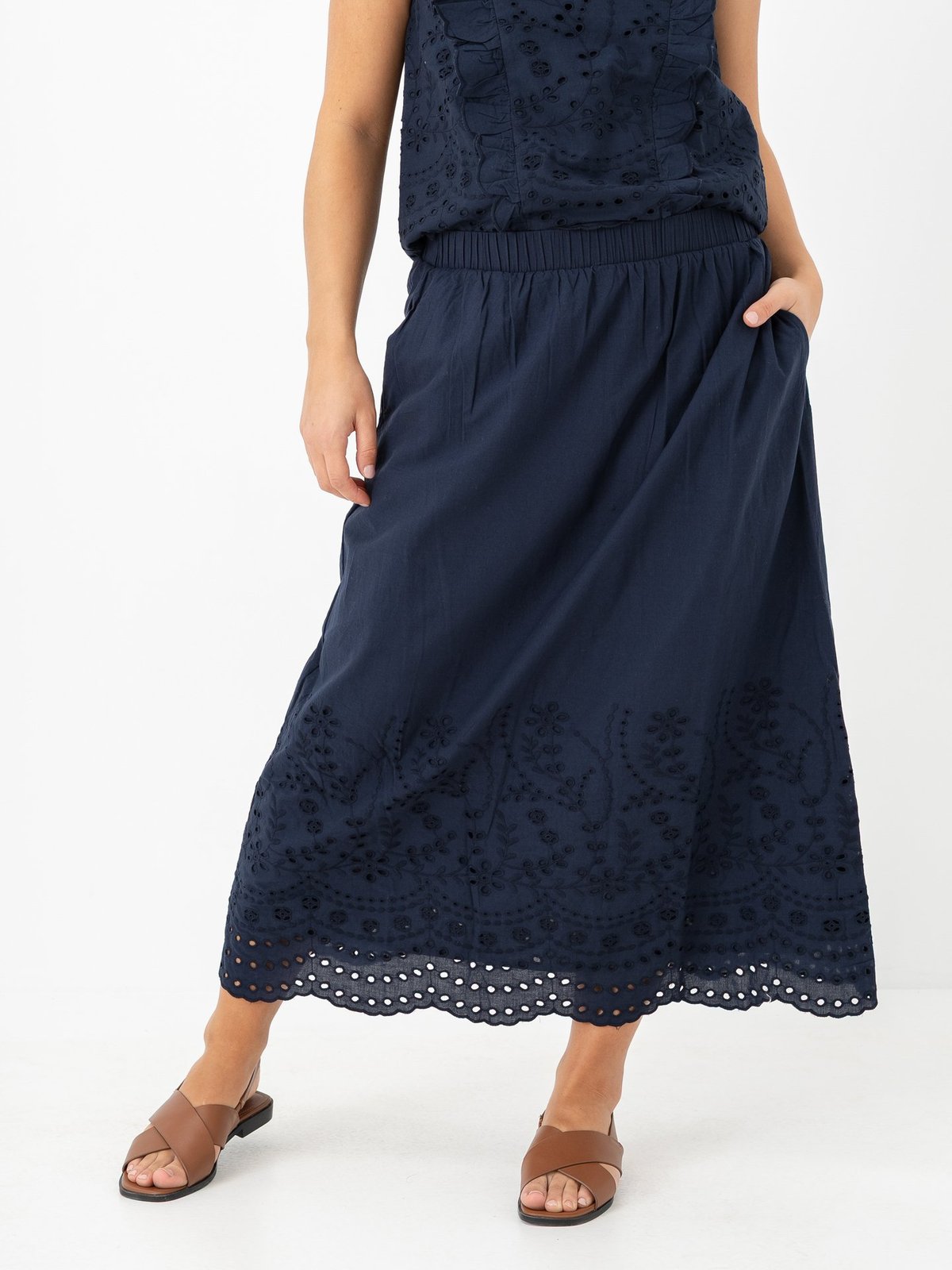 Y.A.S Luma High Waist Long Skirt Navy Blazer