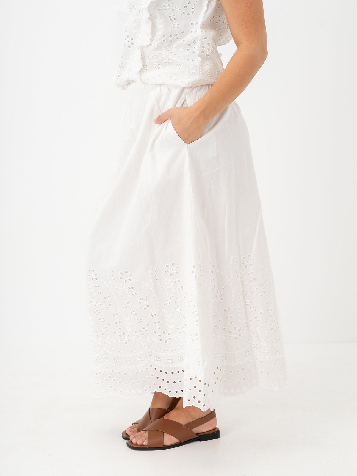 Y.A.S Luma High Waist Long Skirt Star White
