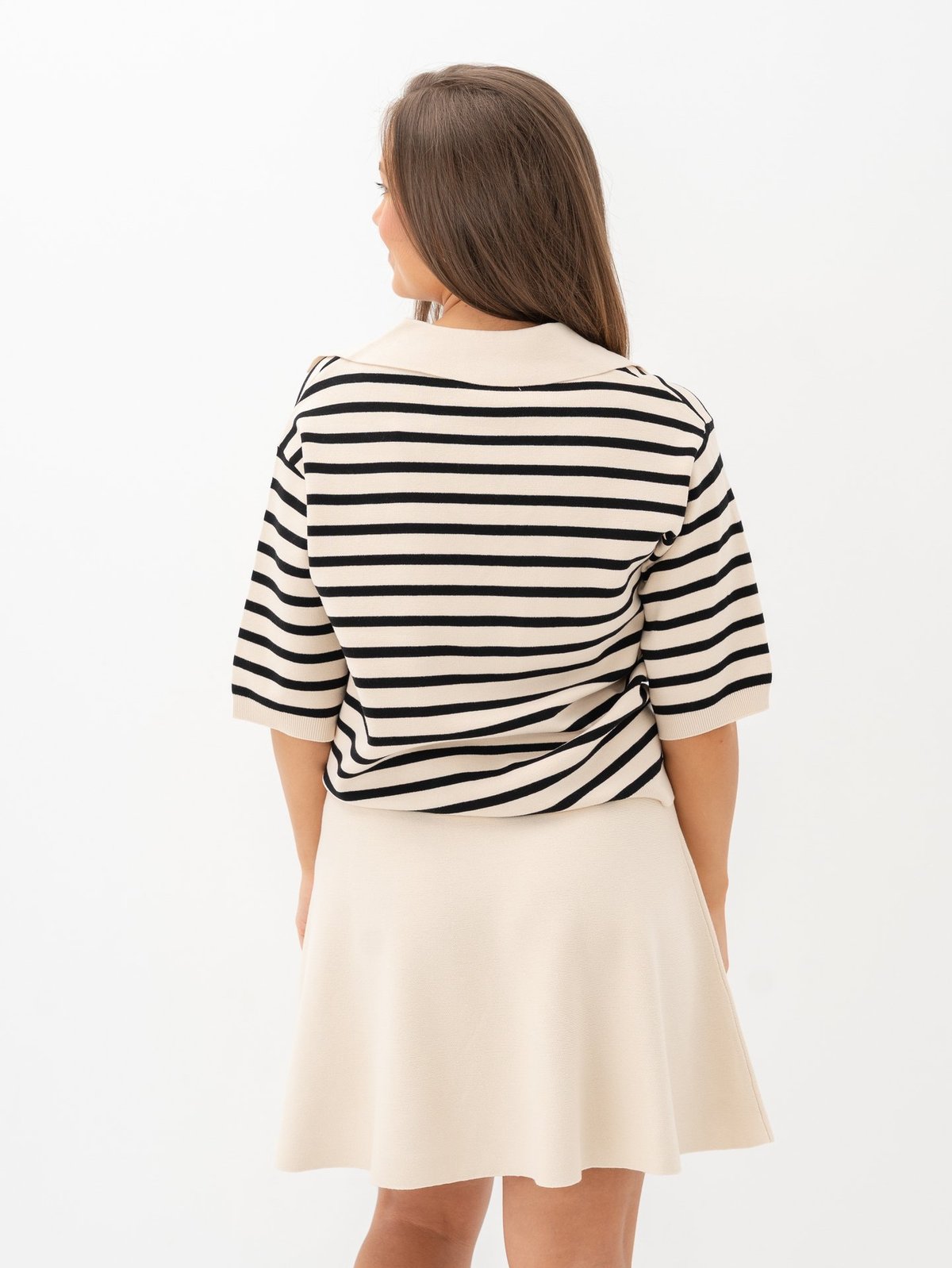 Y.A.S Fonny 2/4 Knit Pullover Birch Stripes