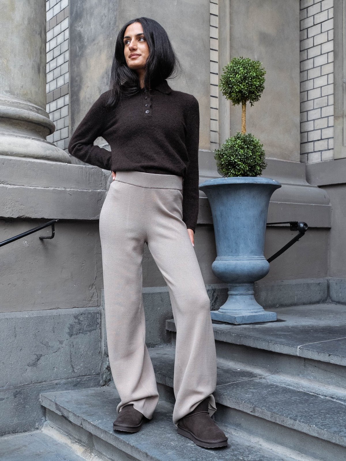 Y.A.S Fonny High Waist Knit Pant Fungi