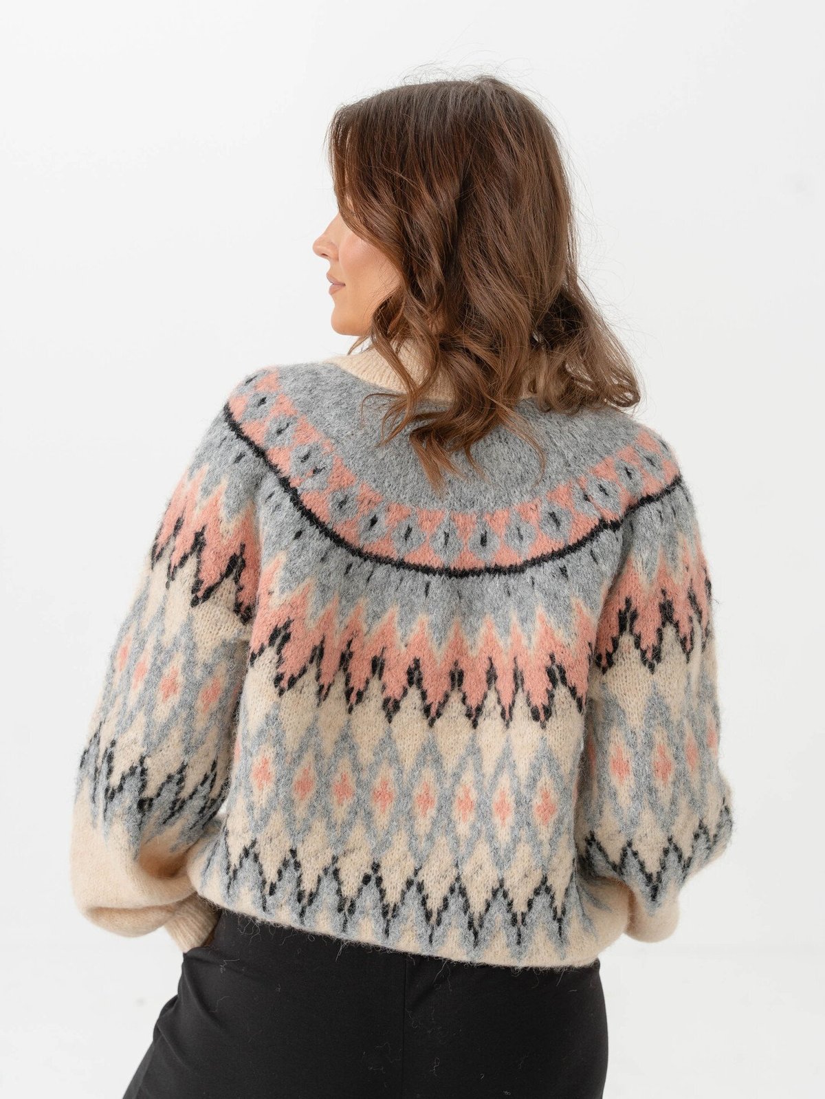 Y.A.S Shima Long Sleeve Knit Pullover Sandshell_Shima Checks