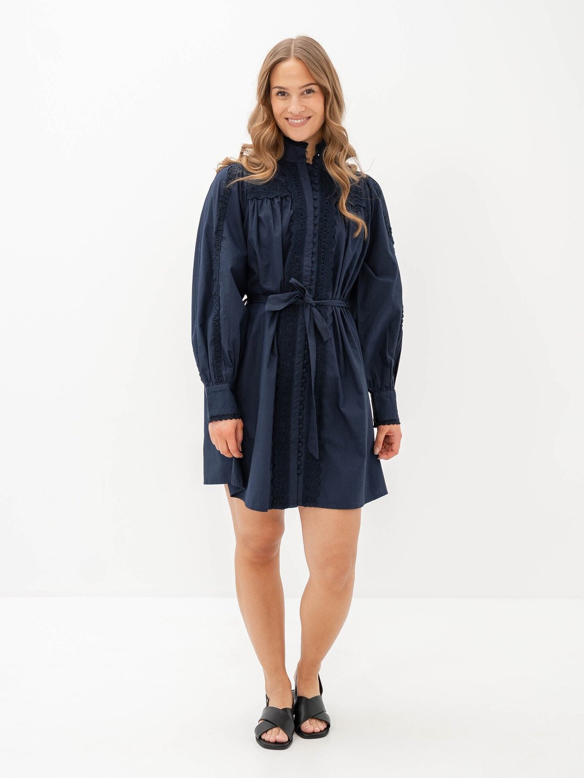 Y.A.S Pagira Long Sleeve High Neck Navy Blazer