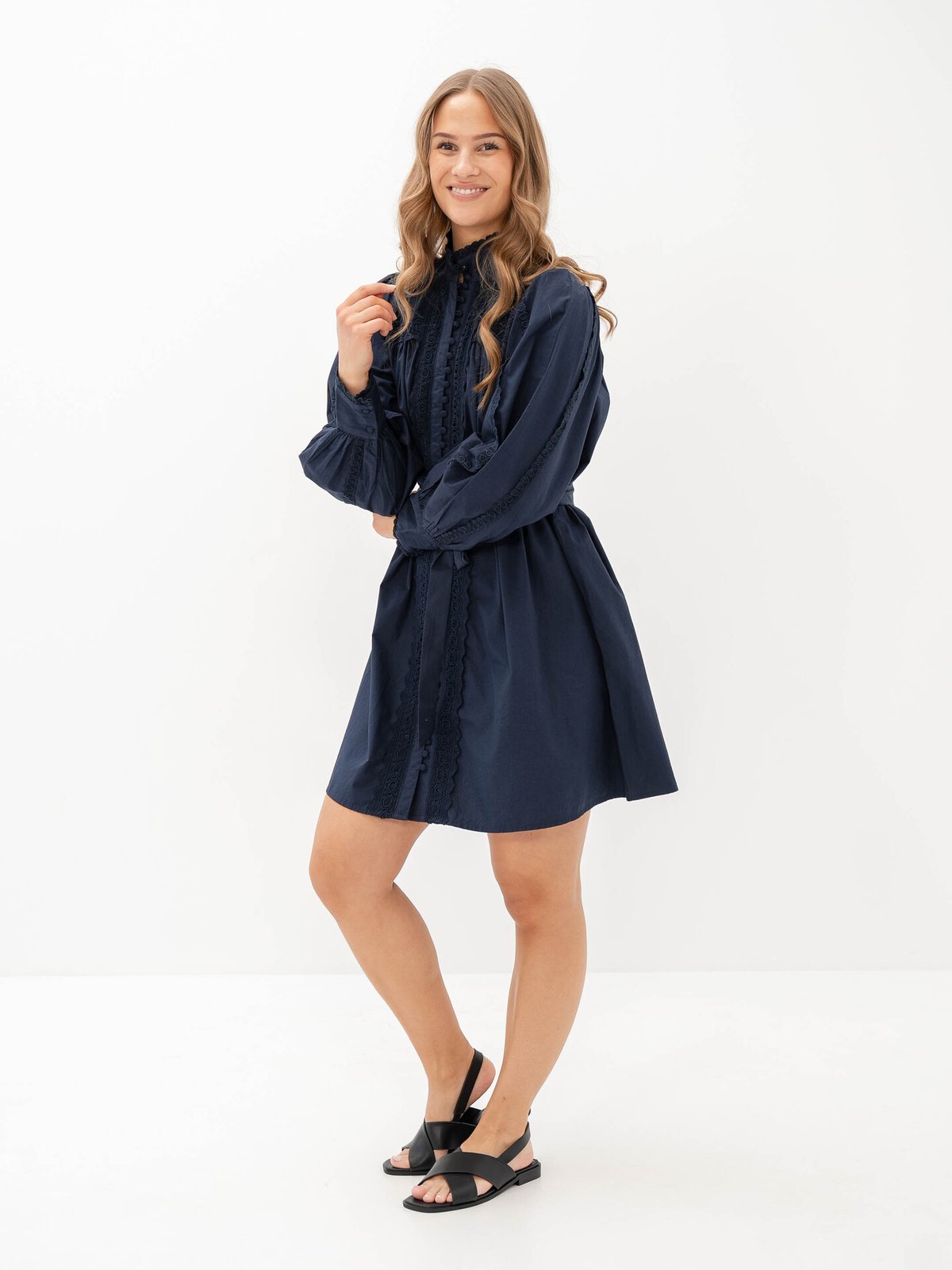 Y.A.S Pagira Long Sleeve High Neck Navy Blazer