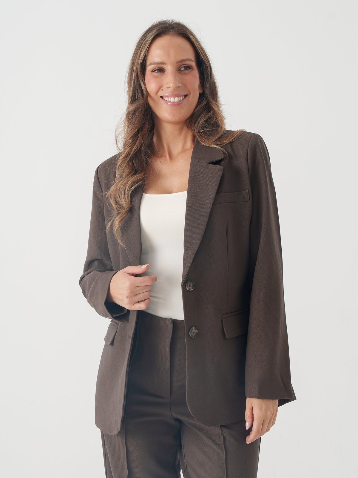 Y.A.S Reemaj Long Sleeve Blazer Chocolate Brown