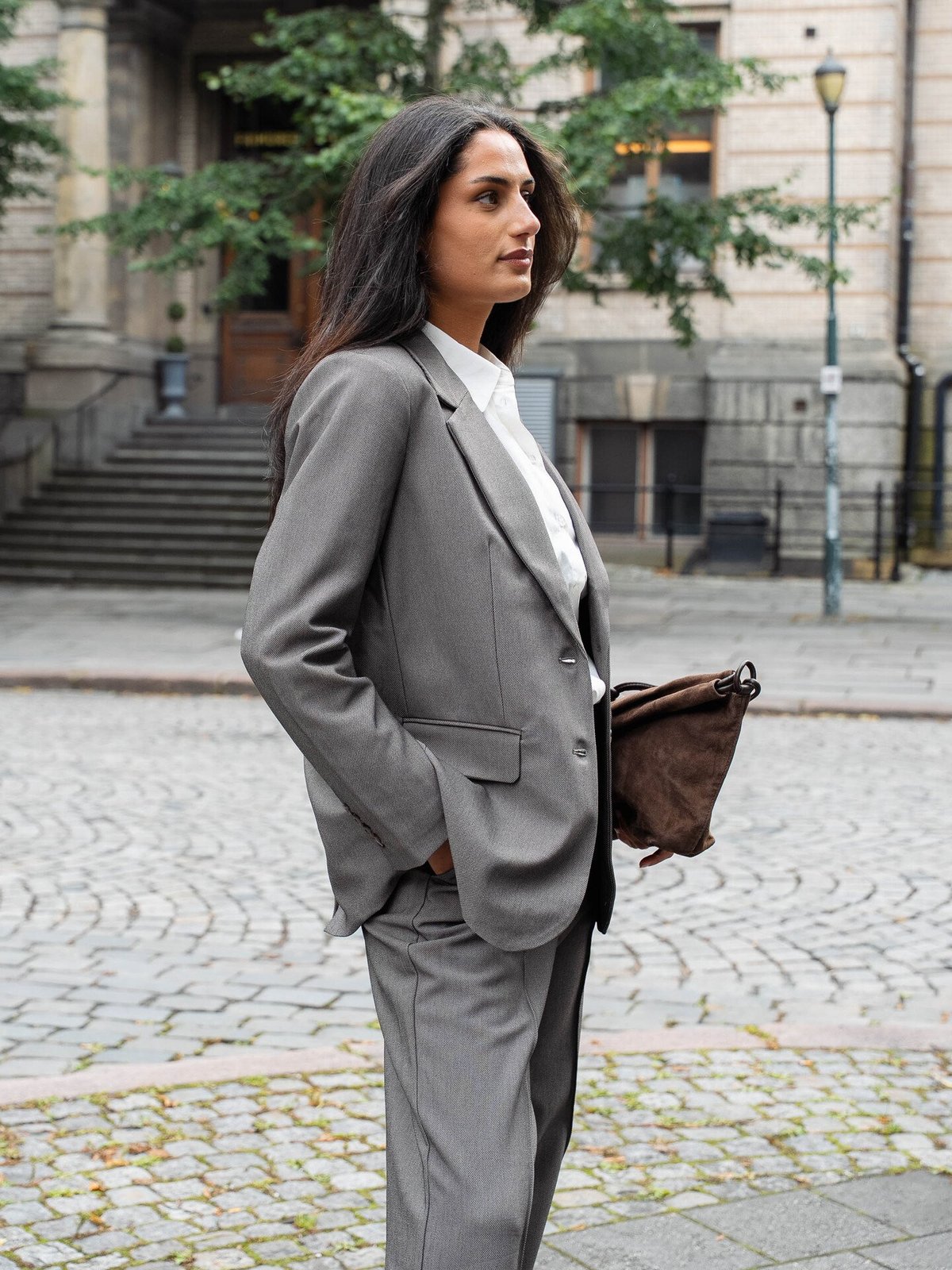 Y.A.S Reemaj Long Sleeve Blazer Grey Melange