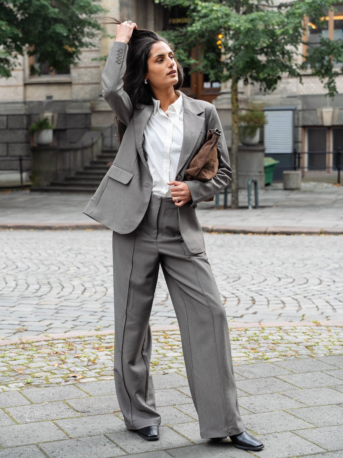 Y.A.S Reemaj Long Sleeve Blazer Grey Melange