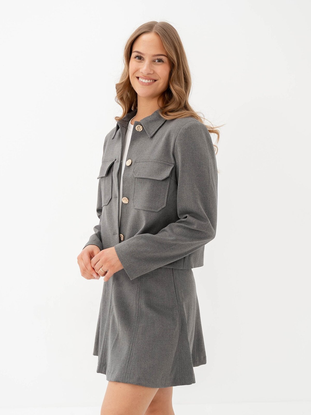 Y.A.S Dena Long Sleeve Blazer Grey Melange