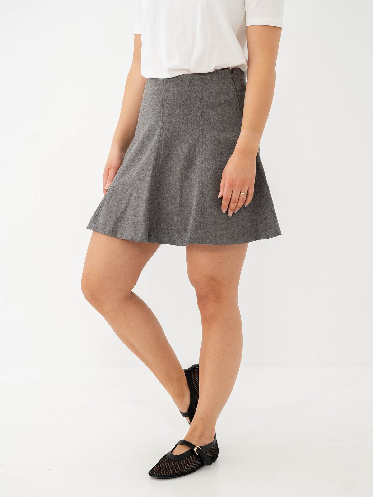 Y.A.S Dena High Waist Skirt Grey Melange