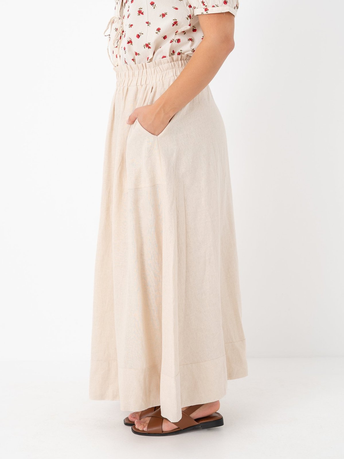 Y.A.S Flaxy High Waist Ankle Skirt Birch